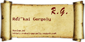 Rákai Gergely névjegykártya